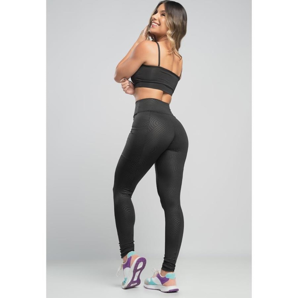 Imagem 5 do produto Calça Legging Fitness Cirrê Texturizada Brilhosa Bolso MVB Modas