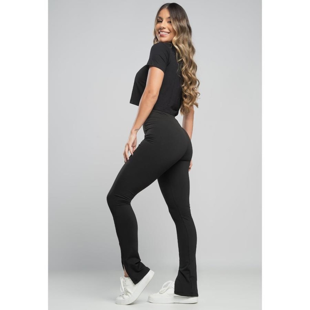 Imagem 4 do produto Calça Fitness MVB Modas Montaria Pantalona com Fenda Peluciada - Feminina