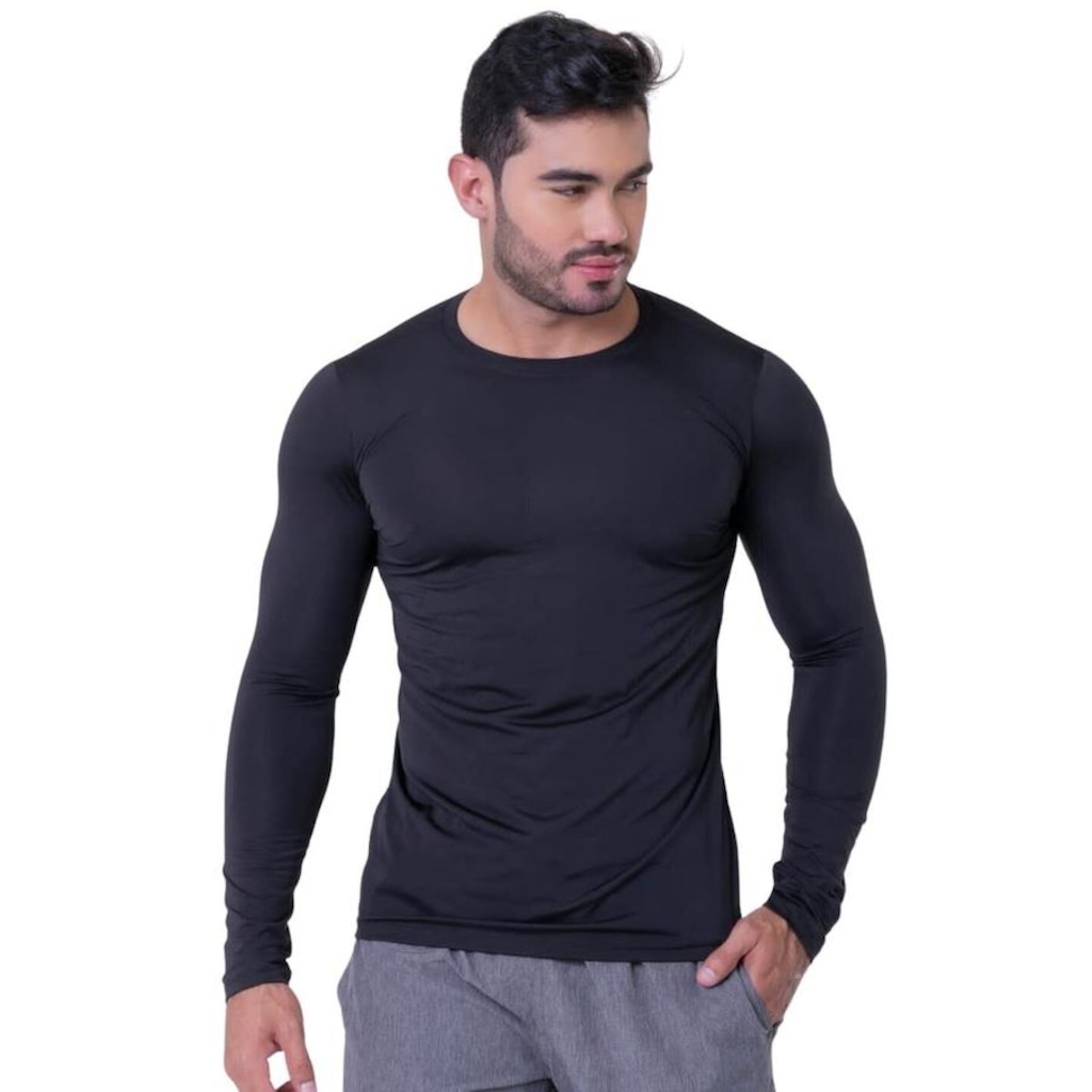 Imagem 2 do produto Camisa Térmica Segunda Pele Performance Moda Manga Longa Proteção UV 50+ - Masculina