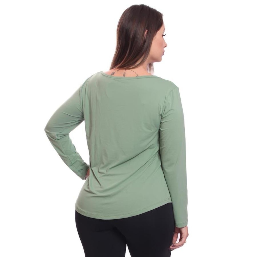 Imagem 2 do produto Camiseta Dellas Fit Manga Longa Dry Fit Básica Lisa Blusa Academia Treino Esporte - Feminina
