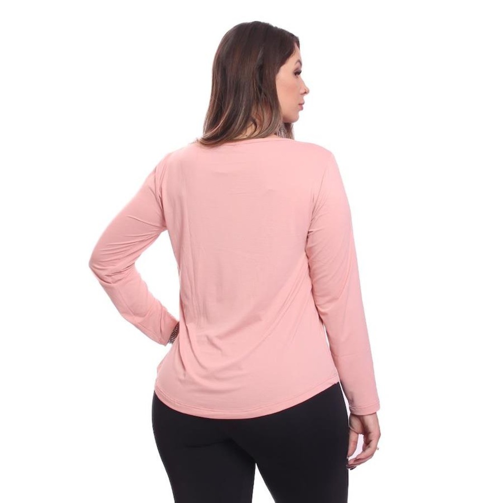 Imagem 2 do produto Camiseta Dellas Fit Manga Longa Dry Fit Básica Lisa Blusa Academia Treino Esporte - Feminina