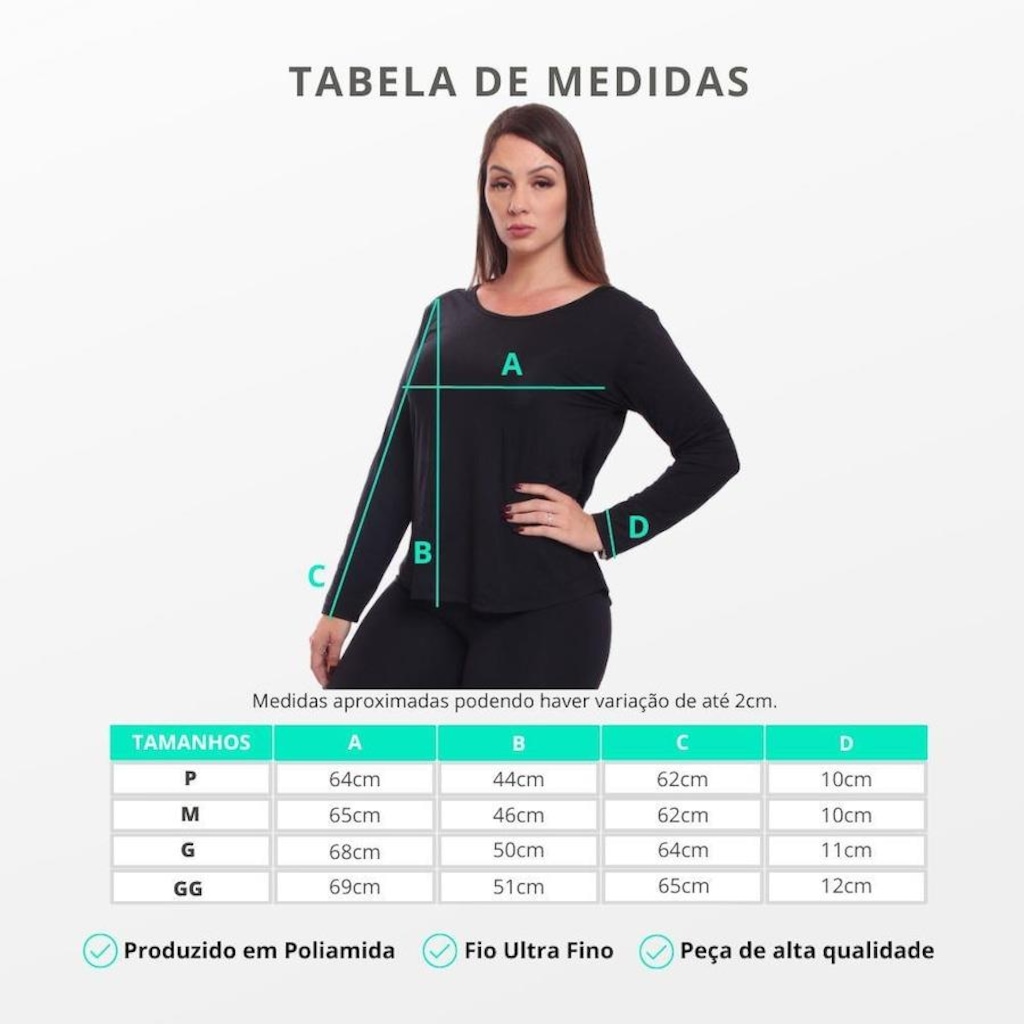 Imagem 3 do produto Camiseta Dellas Fit Manga Longa Dry Fit Básica Lisa Blusa Academia Treino Esporte - Feminina