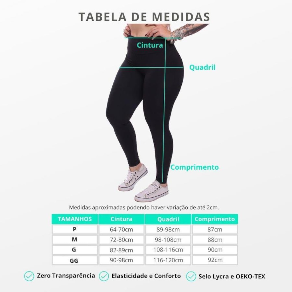 Imagem 3 do produto Calça Legging Dellas Fit Zero Transparência Proteção UV Suplex Nakai Academia Treino Esporte - Feminina