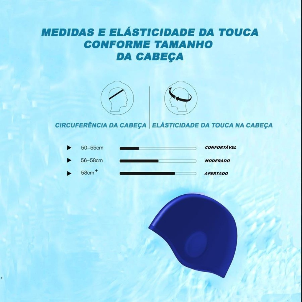Imagem 3 do produto Touca de Natação Gold Sports Ergononico Ultra Confort com Cobertura das Orelhas - Adulto