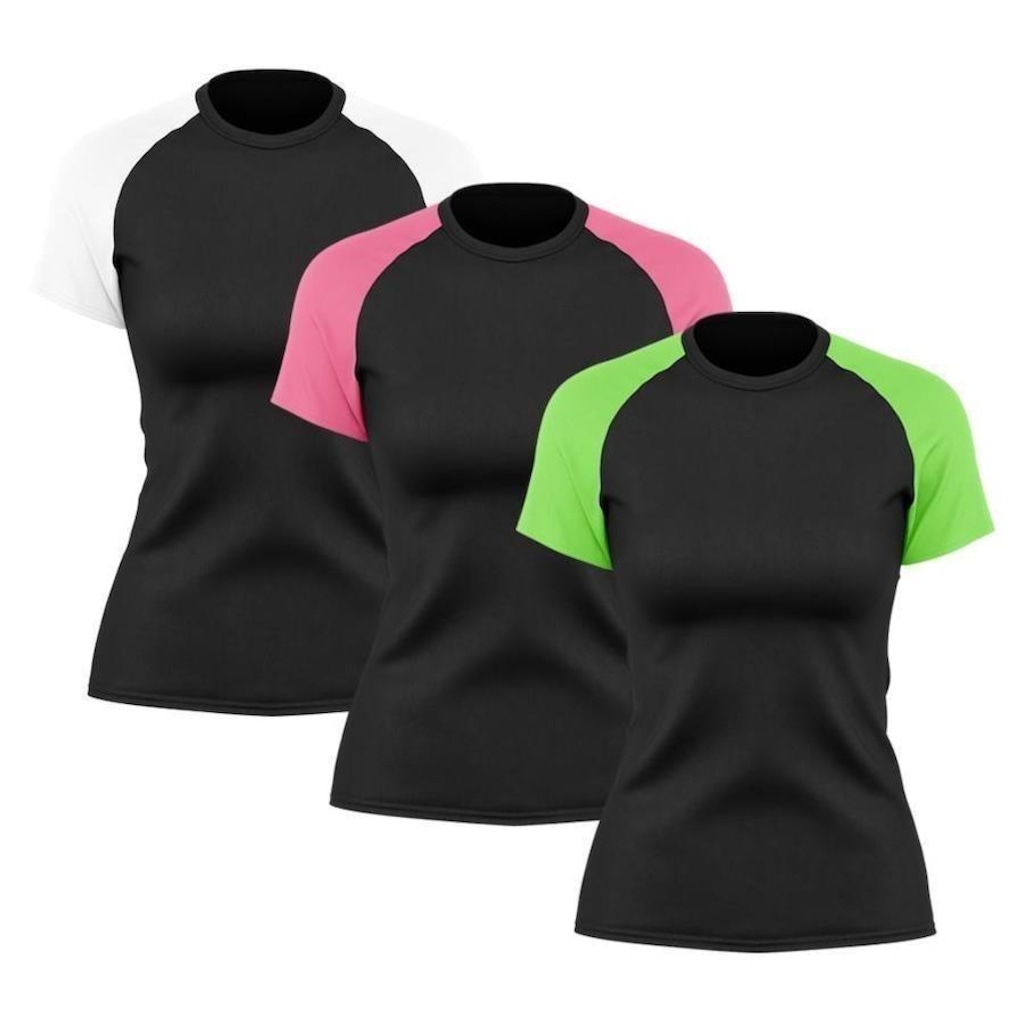 Imagem 2 do produto Camiseta Whats Wear Raglan com Proteção Solar UV - 3 unidades - Feminina