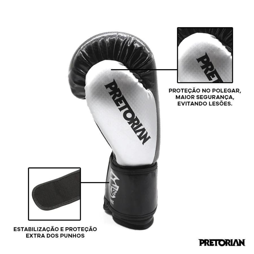 Imagem 3 do produto Kit de Boxe Pretorian: Bandagem + Protetor Bucal + Luvas de Boxe Elite - 10 OZ - Adulto