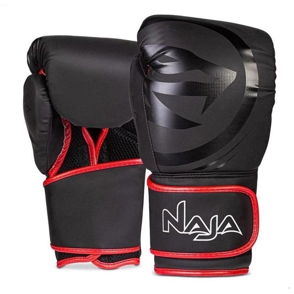 Imagem 3 do produto Kit de Boxe Naja: Bandagem + Protetor Bucal + Luvas de Boxe Black - 16 OZ - Adulto