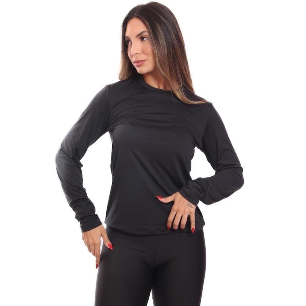 Imagem 3 do produto Kit de Camisas Térmica Adriben Dry Fit Manga Longa com Proteção Solar - 5 Unidades - Feminino