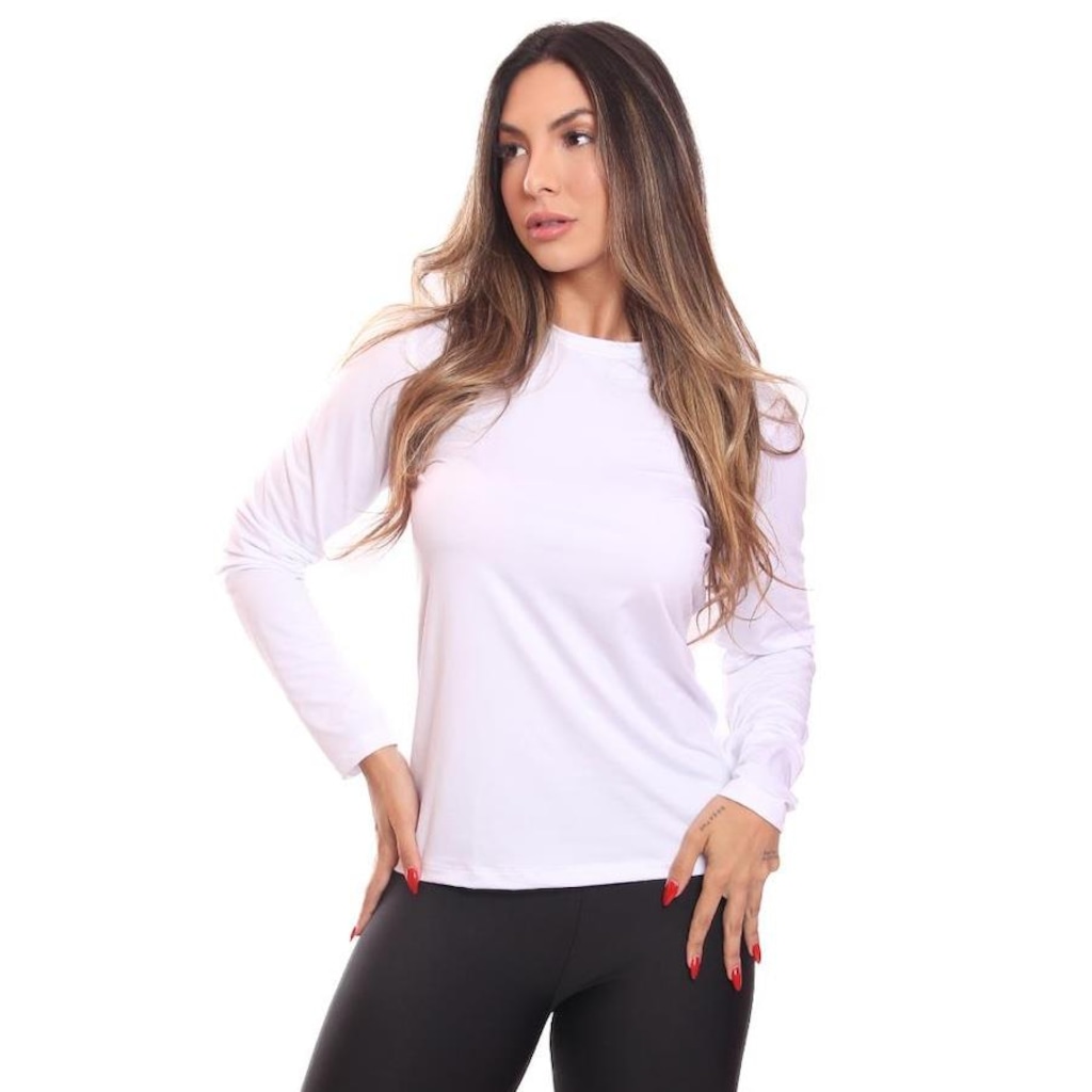 Imagem 4 do produto Kit de Camisas Térmica Adriben Dry Fit Manga Longa com Proteção Solar - 3 Unidades - Feminino