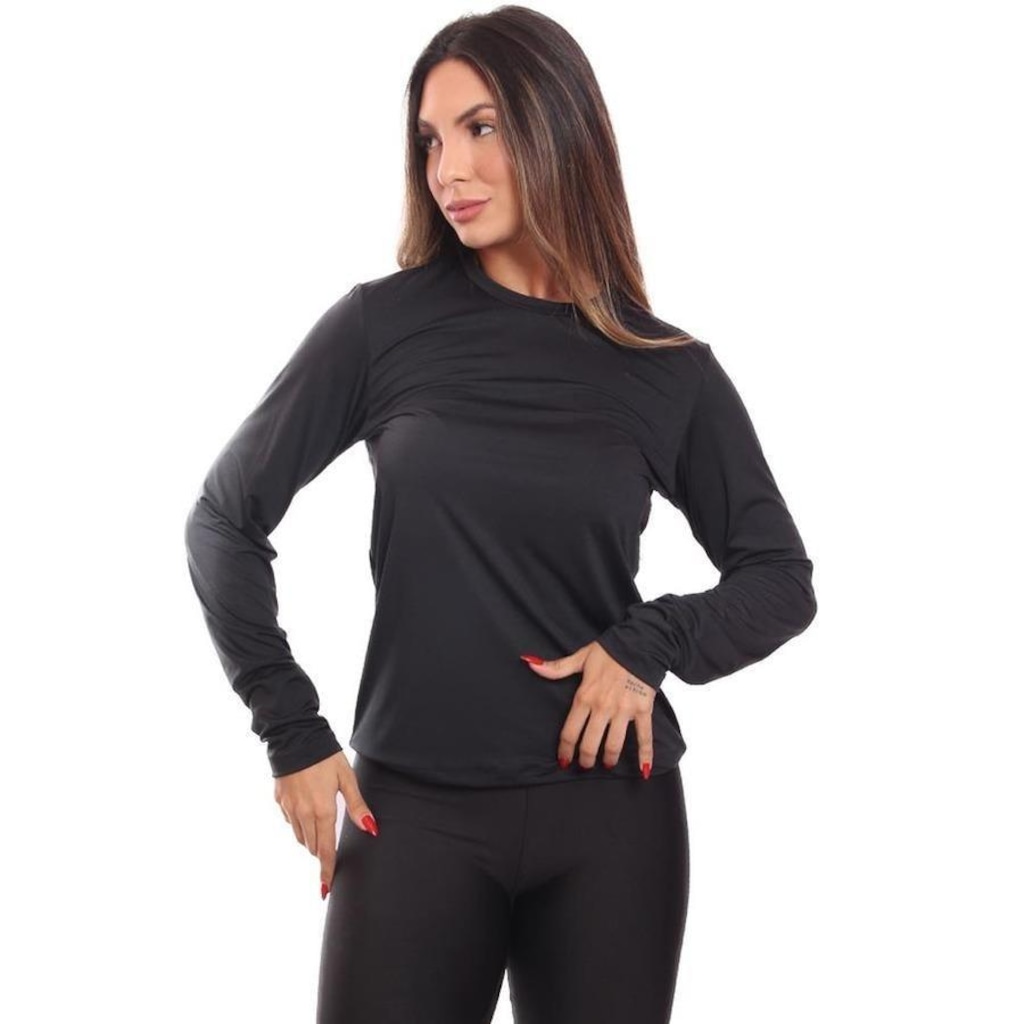 Imagem 3 do produto Kit de Camisas Térmica Adriben Manga Longa Dry Fit com Proteção Solar - 10 Unidades - Feminina