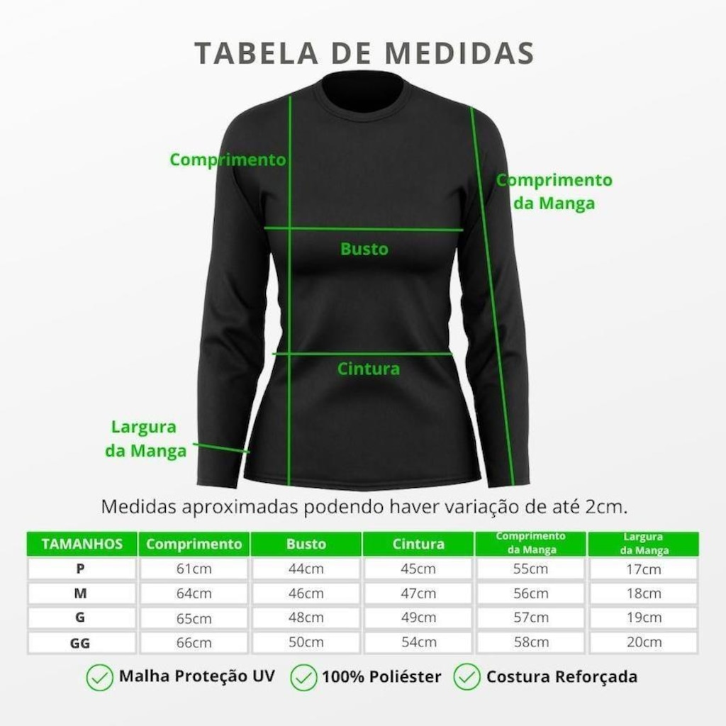 Imagem 3 do produto Camiseta Adriben Dry Fit Proteção Solar Uv Térmica Academia Manga Longa - Feminina