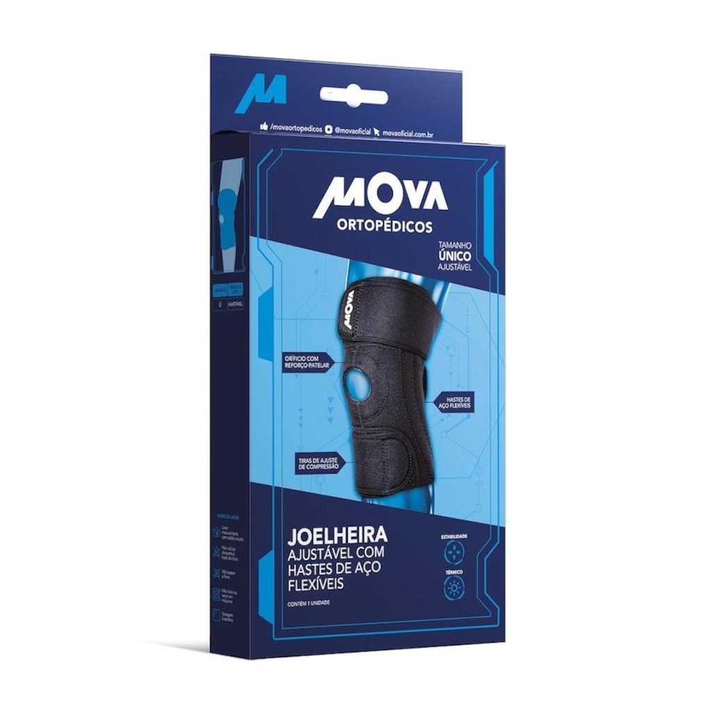 Imagem 2 do produto Joelheira Ajustável Mova Ortopédicos com Hastes de Aço Flexível - Adulto