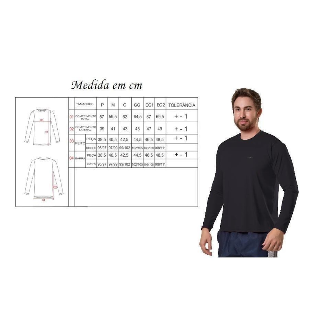 Imagem 2 do produto Camiseta Térmica Elite Manga Longa Uv50+ Comfort Fit Esporte - Masculino