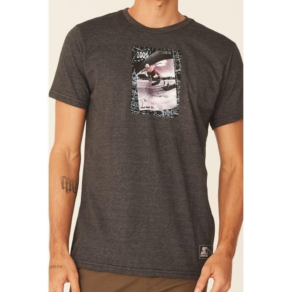 Imagem 2 do produto Camiseta Starter Estampada Collab Cemporcento Skate Cinza Mescla Escuro - Masculino