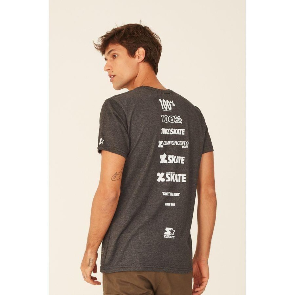 Imagem 3 do produto Camiseta Starter Estampada Collab Cemporcento Skate Cinza Mescla Escuro - Masculino