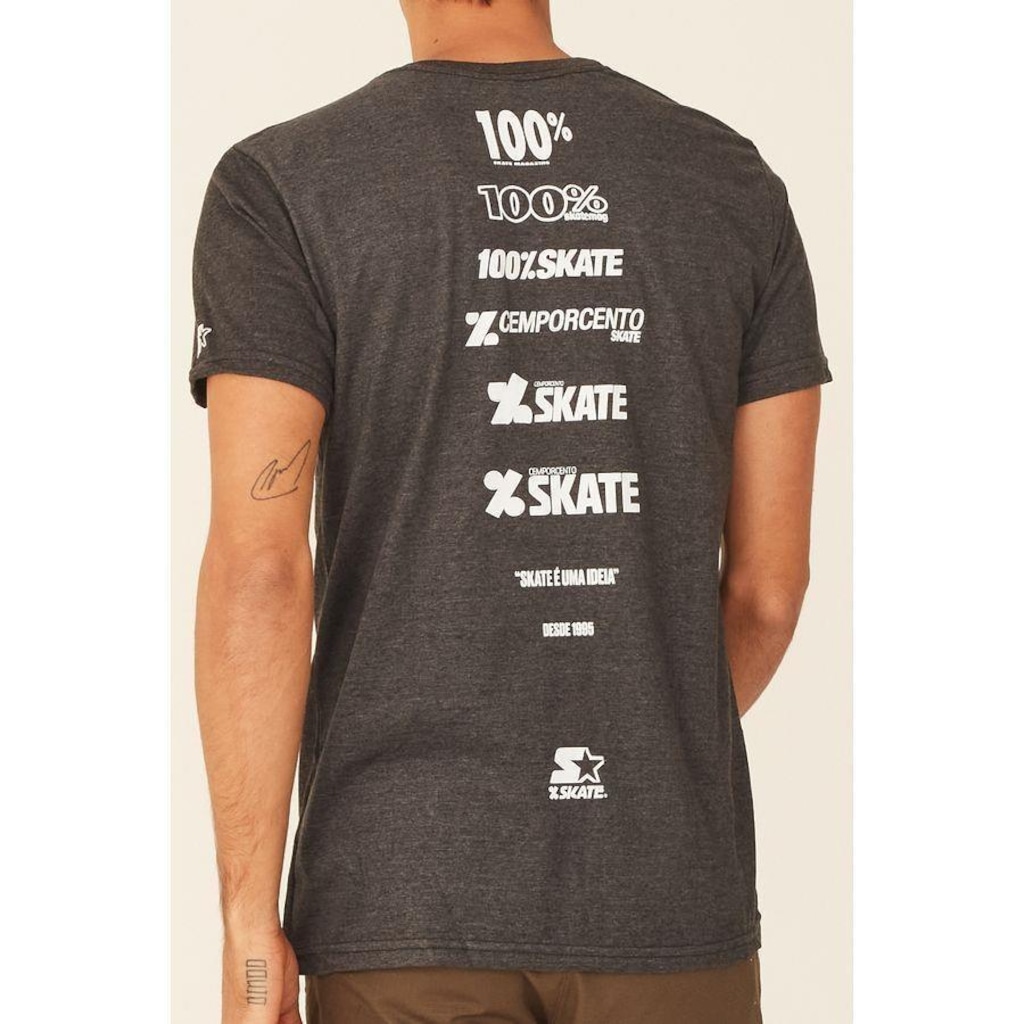 Imagem 4 do produto Camiseta Starter Estampada Collab Cemporcento Skate Cinza Mescla Escuro - Masculino