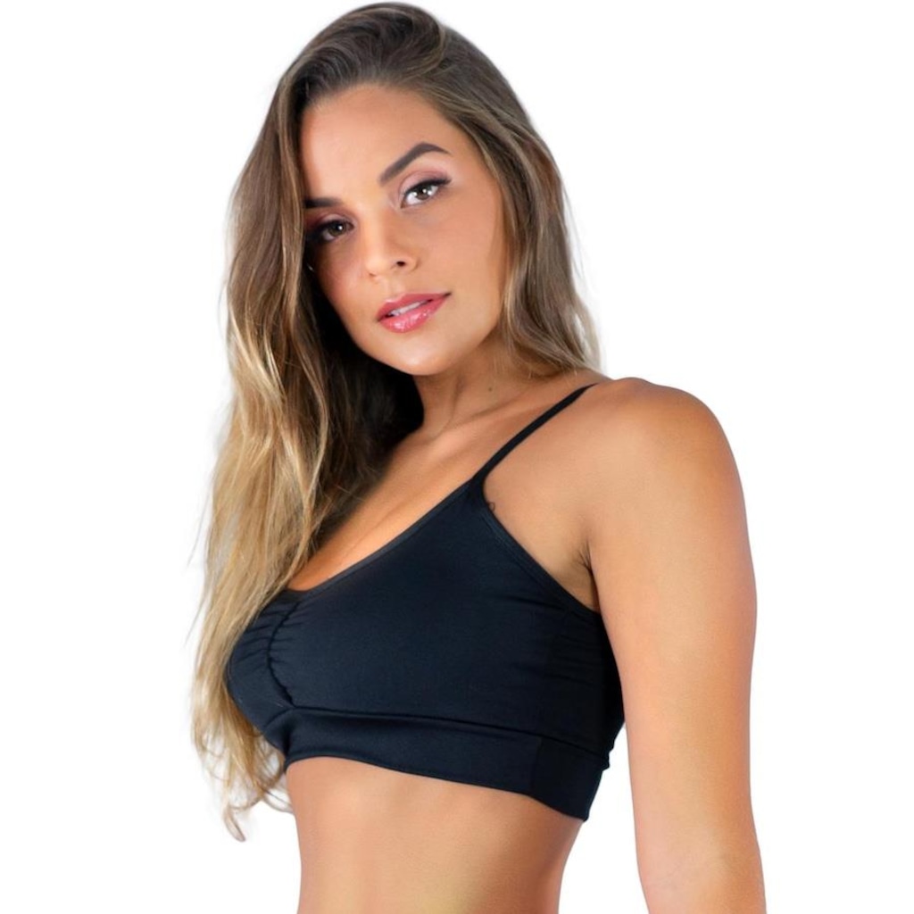 Imagem 2 do produto Top Fitness Mvb Modas Cropped Academia Franzido Suplex - Feminino