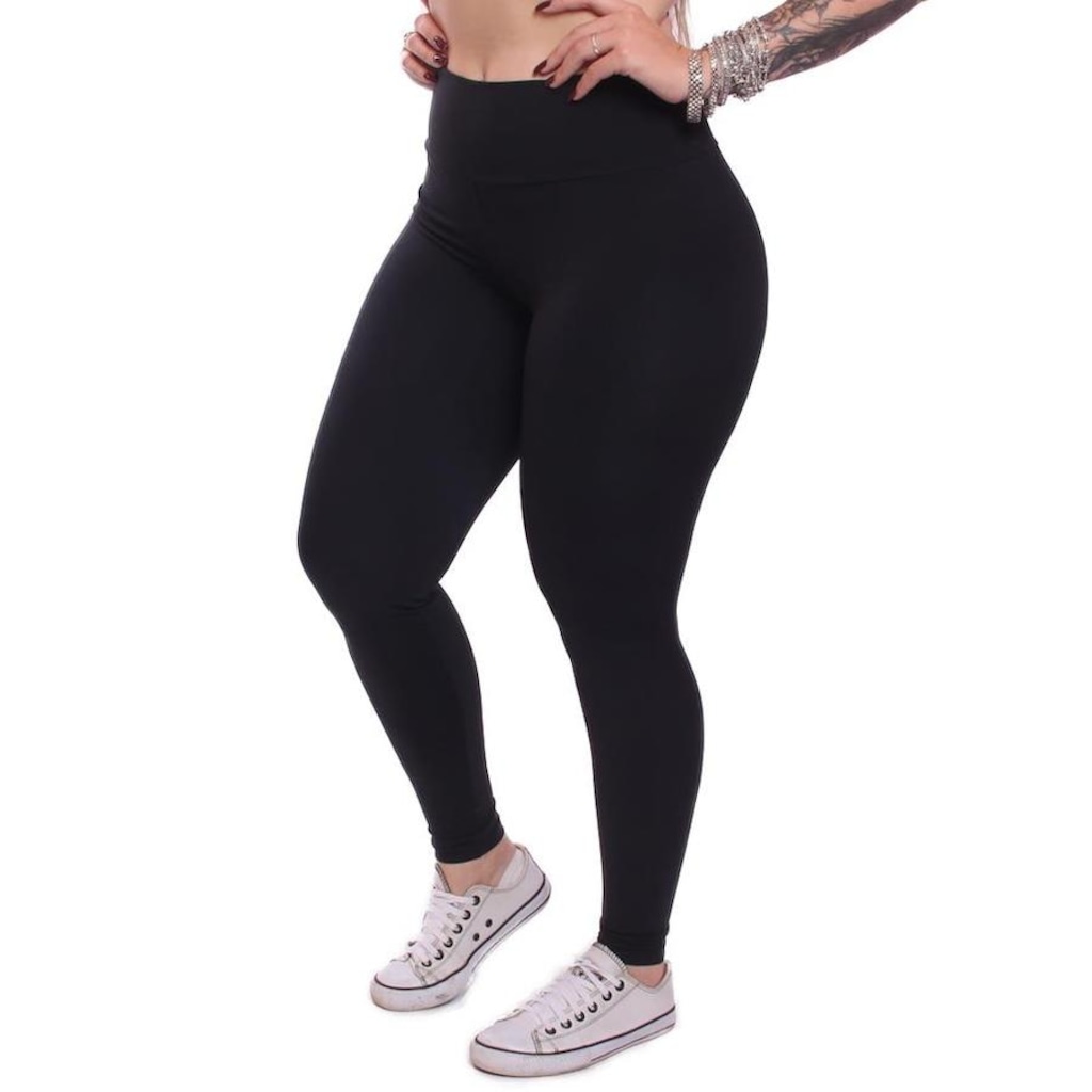 Imagem 2 do produto Kit Calças Legging Dellas Fit Zero Transparência Proteção Uv Academia Treino - 3 Unidades - Feminina