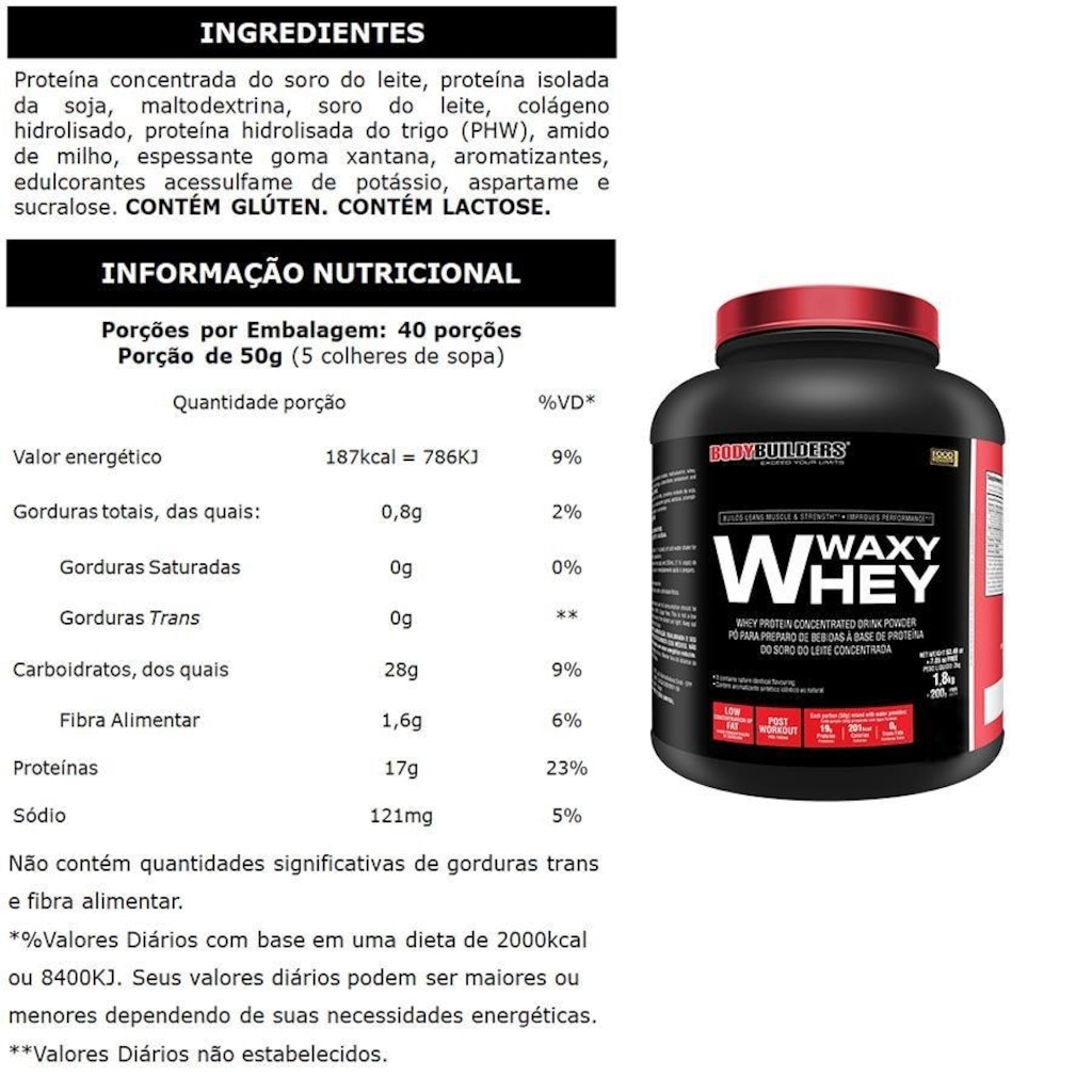 Imagem 2 do produto Waxy Whey Protein Bodybuilders - Paçoca - 2kg