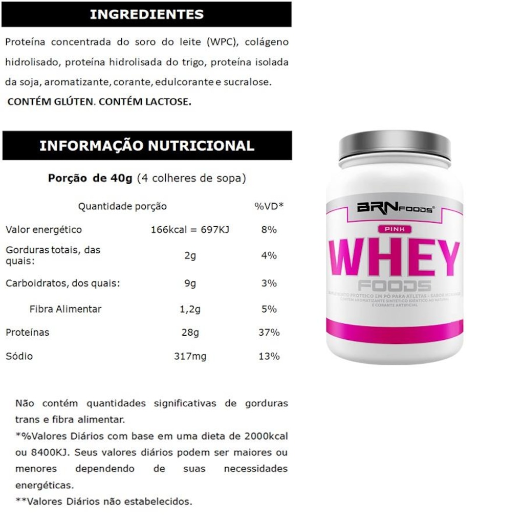 Imagem 2 do produto Pink Whey Protein Foods 2kg Baunilha - BRNFOODS
