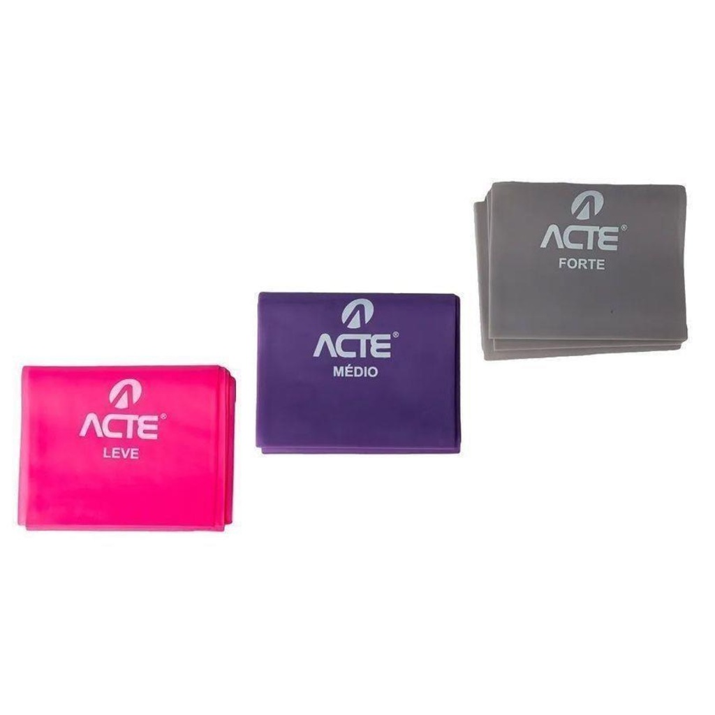 Imagem 3 do produto Kit de Faixa Elástica Acte Sports T13-R Latex Band - Tensões Leve, Média e Forte