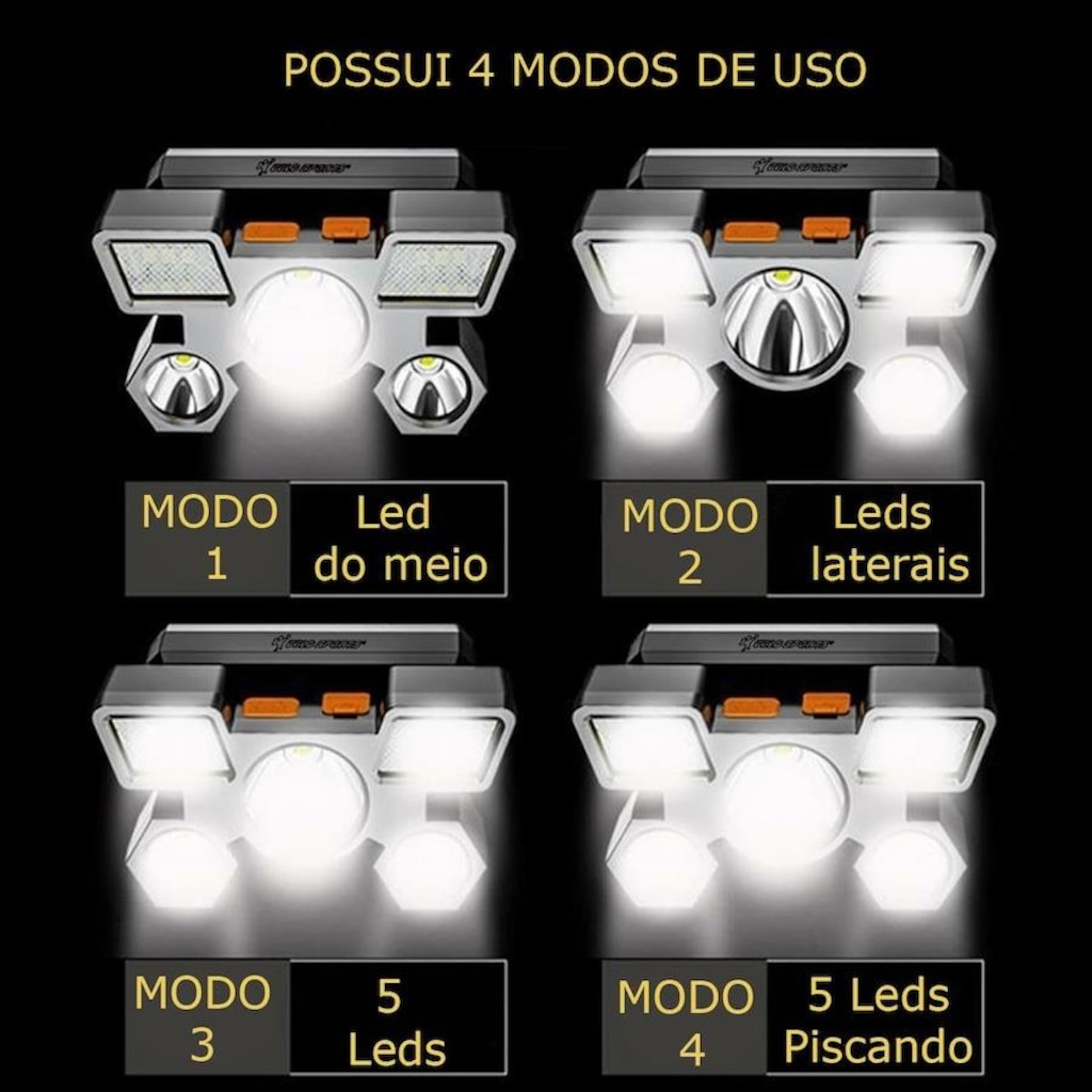 Imagem 4 do produto Lanterna de Cabeça Gold Sports Holofote Recarregável 4 Model