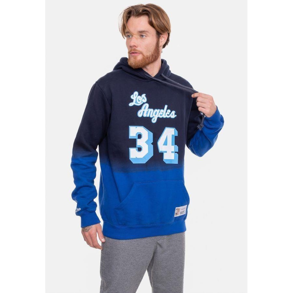 Imagem 4 do produto Blusão De Moletom Mitchell & Ness NBA Canguru Name And Number Shaquille O''''''''''''''''Neal Royal - Masculino