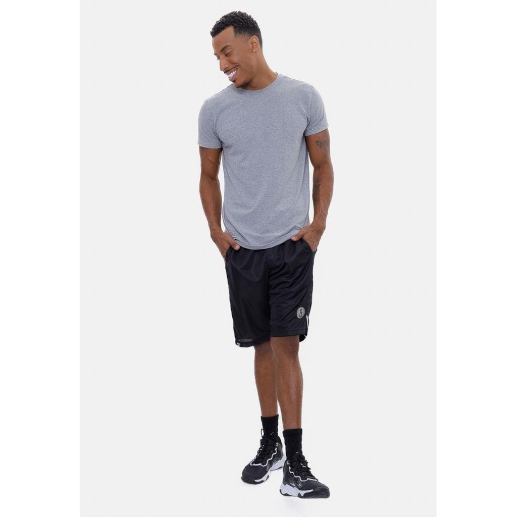 Imagem 4 do produto Bermuda Nba Sintética Silver Logo Brooklyn Nets - Masculina