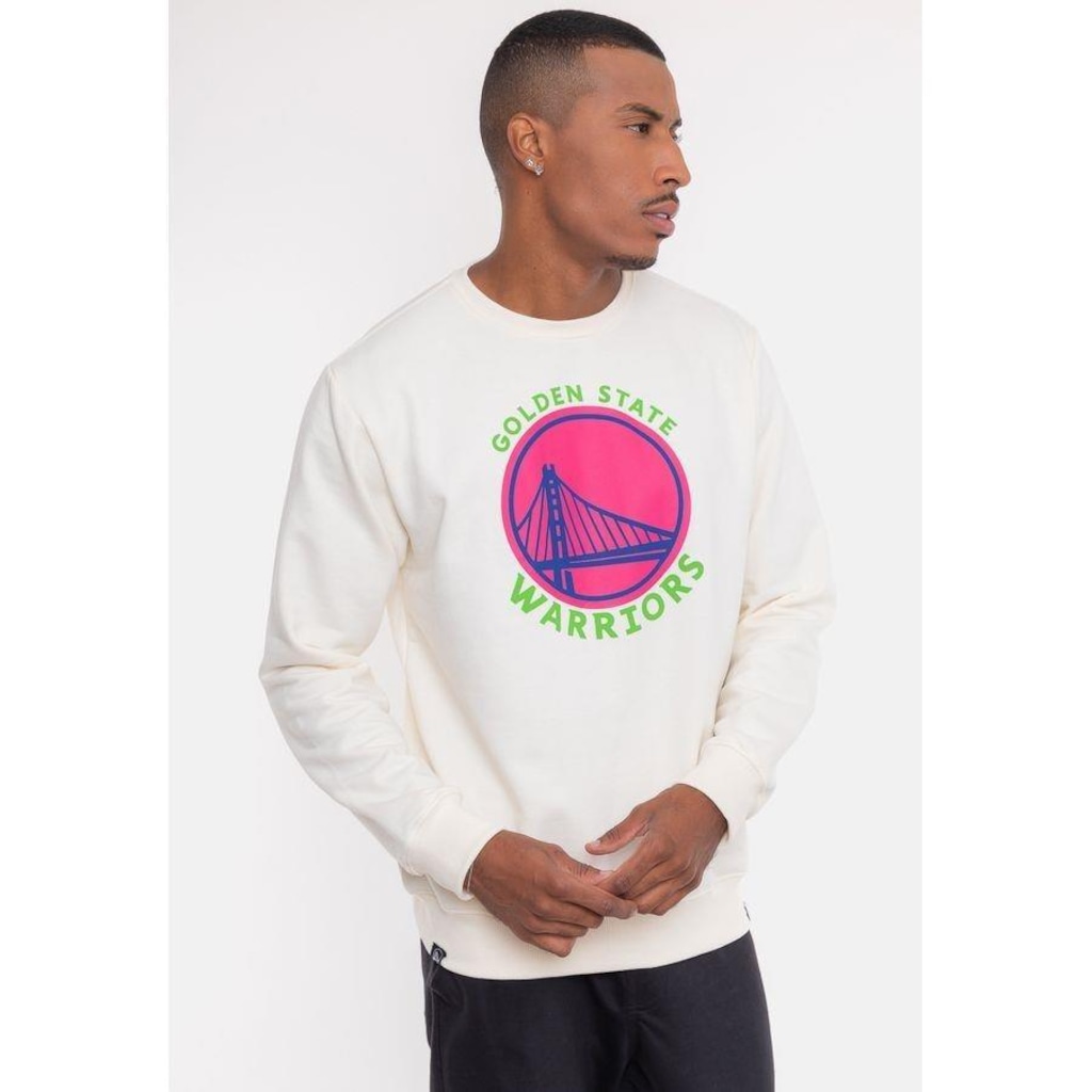 Imagem 2 do produto Blusão de Moletom NBA Neon Colors Golden State Warriors Off White - Masculina
