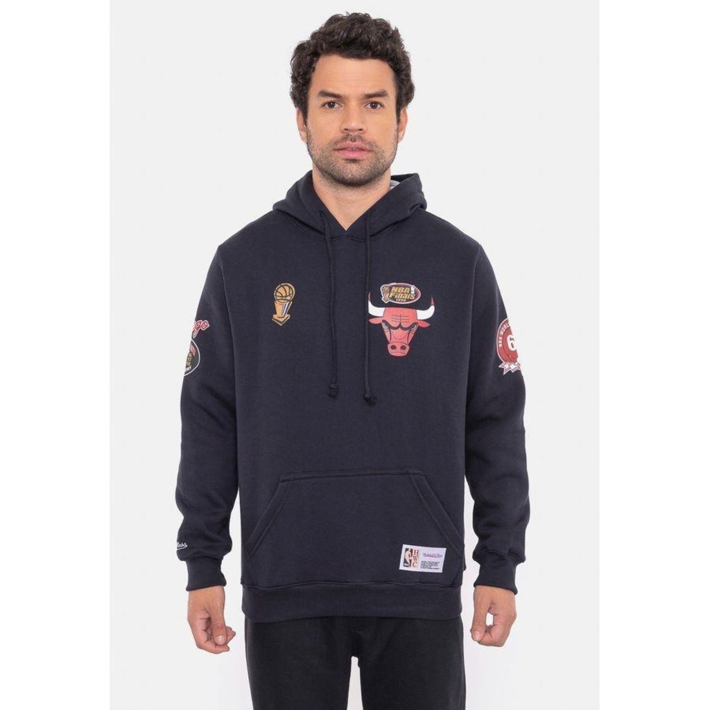 Imagem 4 do produto Blusão De Moletom Com Capuz Mitchell & Ness Canguru Fechado City Patches - Masculino