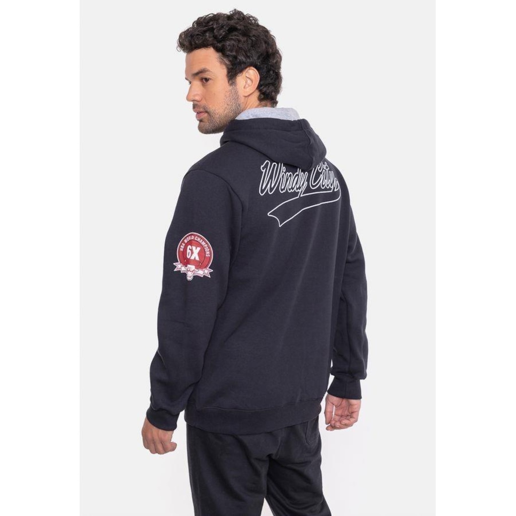 Imagem 5 do produto Blusão De Moletom Com Capuz Mitchell & Ness Canguru Fechado City Patches - Masculino
