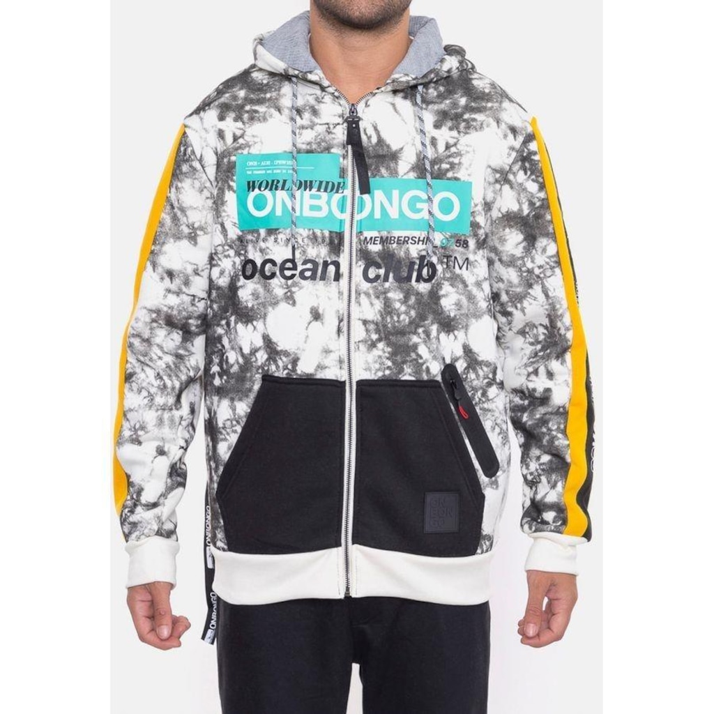 Imagem 4 do produto Jaqueta de Moletom com Capuz Onbongo Canguru Aberto Branco - Masculina