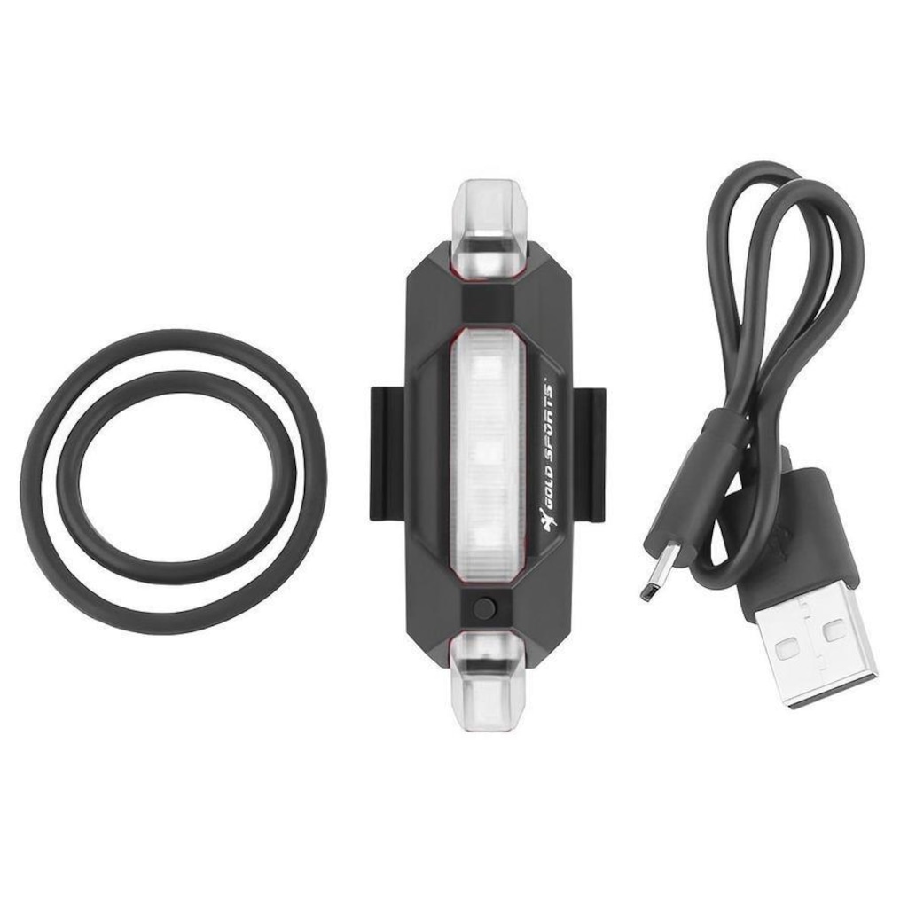 Imagem 3 do produto Lanterna para Bike Sinalizadora Gold Sports Led Clear 4 Modos Funções Cabo Usb Recarregável