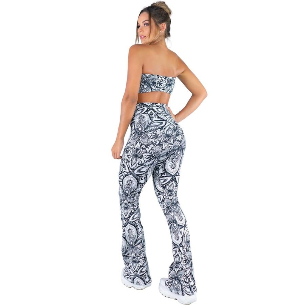 Imagem 2 do produto Conjunto Mvb Modas Calça Flare e Top Tomara Que Caia Estampado - Feminino