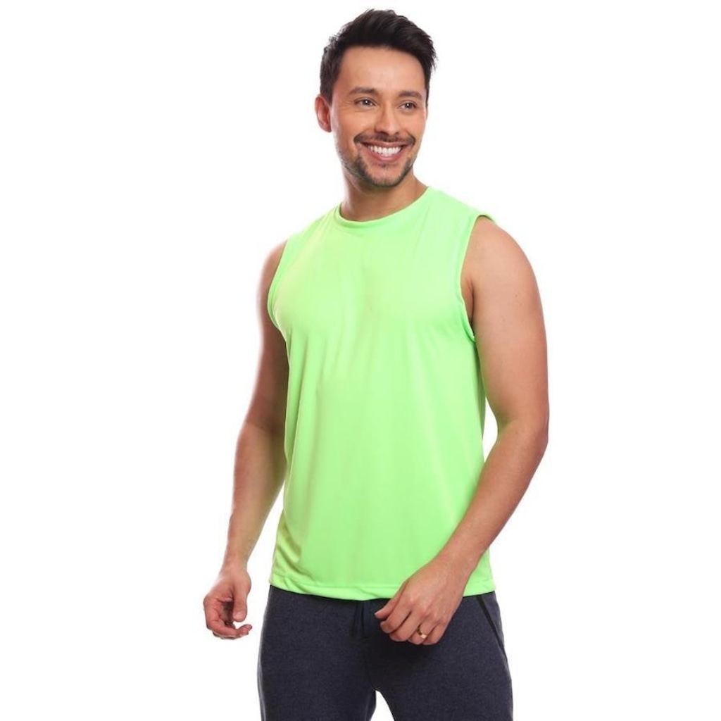 Imagem 4 do produto Kit Camisetas Regata Dellas Fit Lisa Básica Dry - Masculina - 3 Unidades