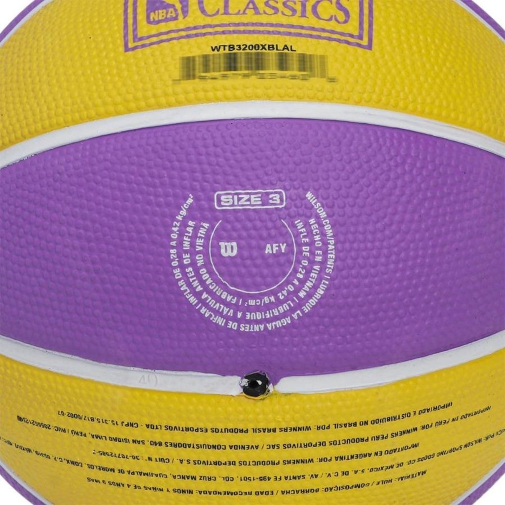 Imagem 5 do produto Bola de Basquete Wilson Mini Nba Team Retro La Lakers 3