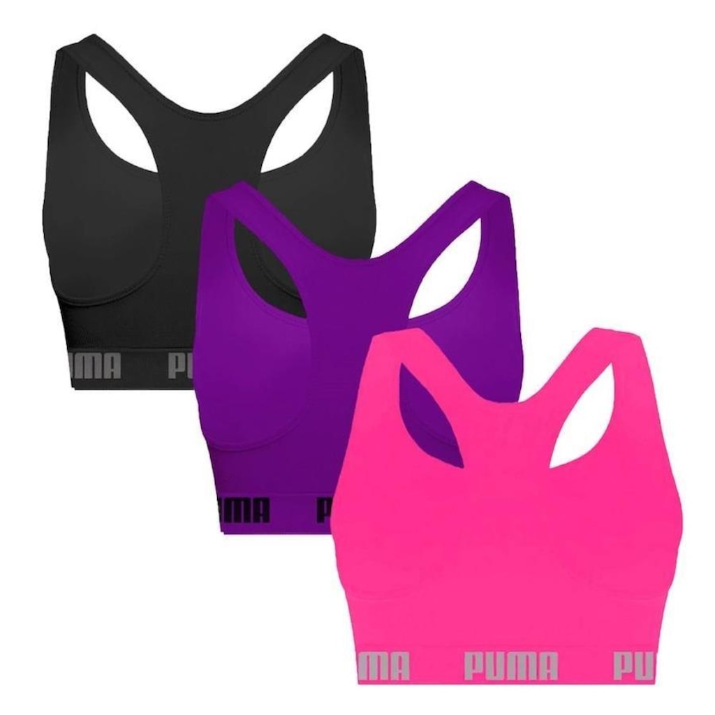 Imagem 2 do produto Kit Tops Puma Nadador sem Costura - 3 Unidades - Feminino