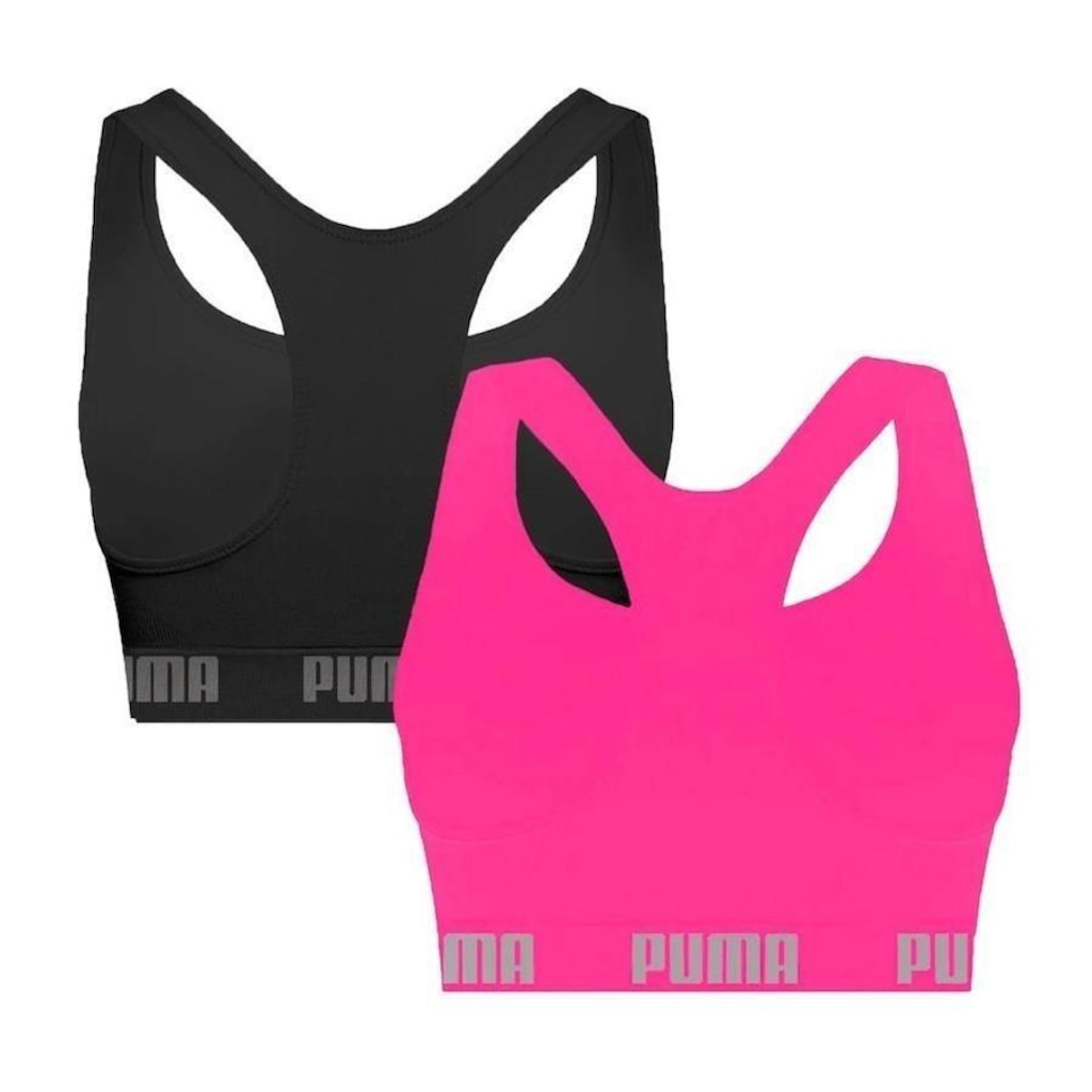 Imagem 2 do produto Kit Tops Fitness Puma Nadador sem Costura - 2 Unidades - Feminino