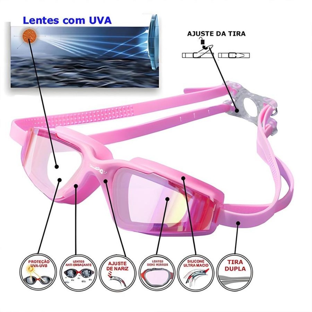 Imagem 2 do produto Óculos de Natação Gold Sports Sun Demi Mirror High Definition - Adulto