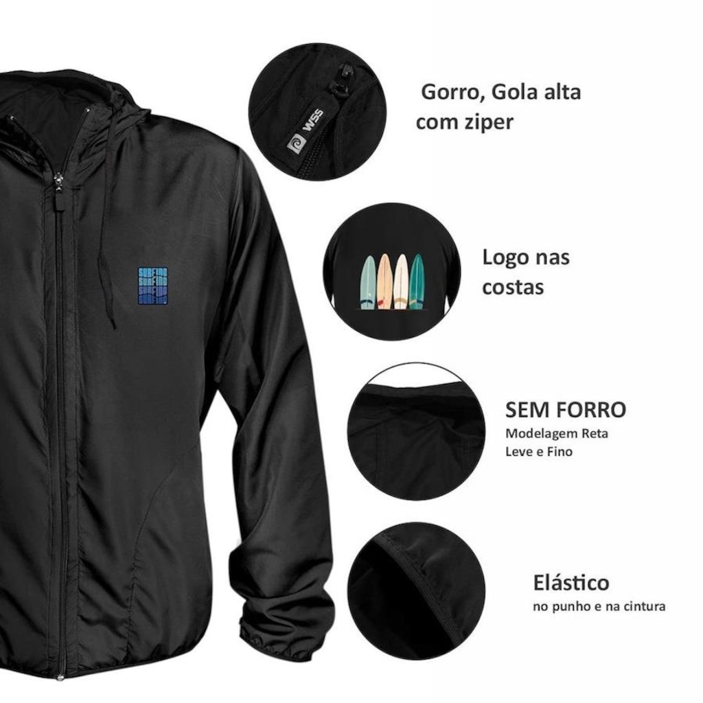 Imagem 4 do produto Jaqueta Corta Vento Estampada Skull Surfing Wss Masculino com Capuz