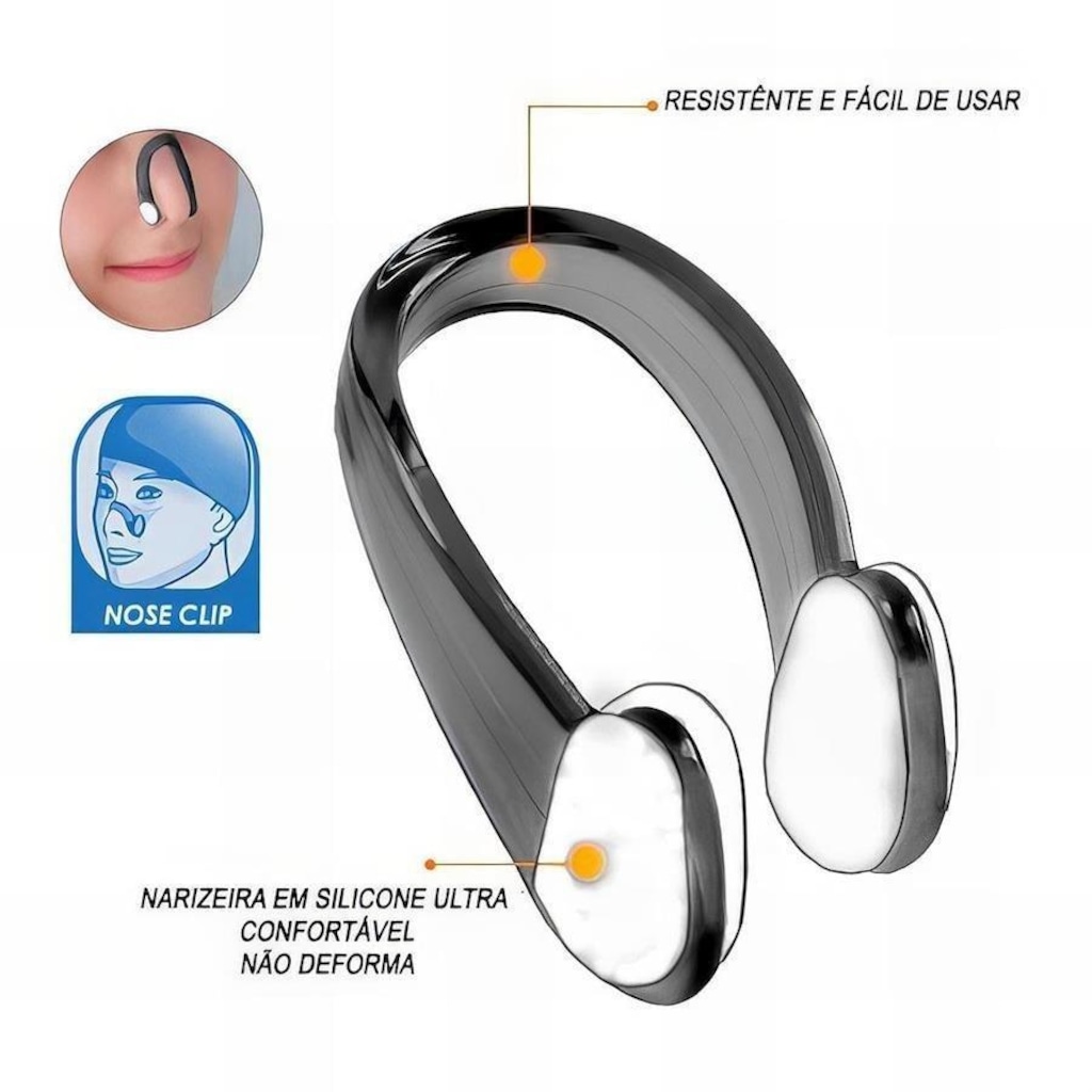 Imagem 5 do produto Kit Óculos de Natação Gold Sports Wave Ii Performance Espelhado Touca Elastano Nose Clip e Ear Plug - Adulto