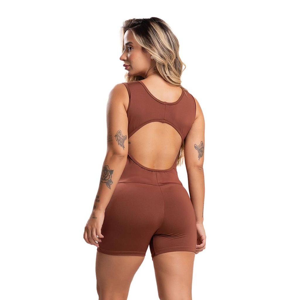 Imagem 3 do produto Macaquinho Fitness MVB Modas Curto Liso Suplex - Feminino
