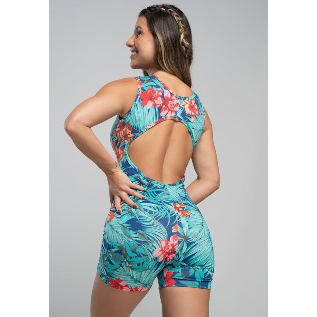 Imagem 3 do produto Macaquinho Fitness MVB Modas Curto Liso Suplex - Feminino