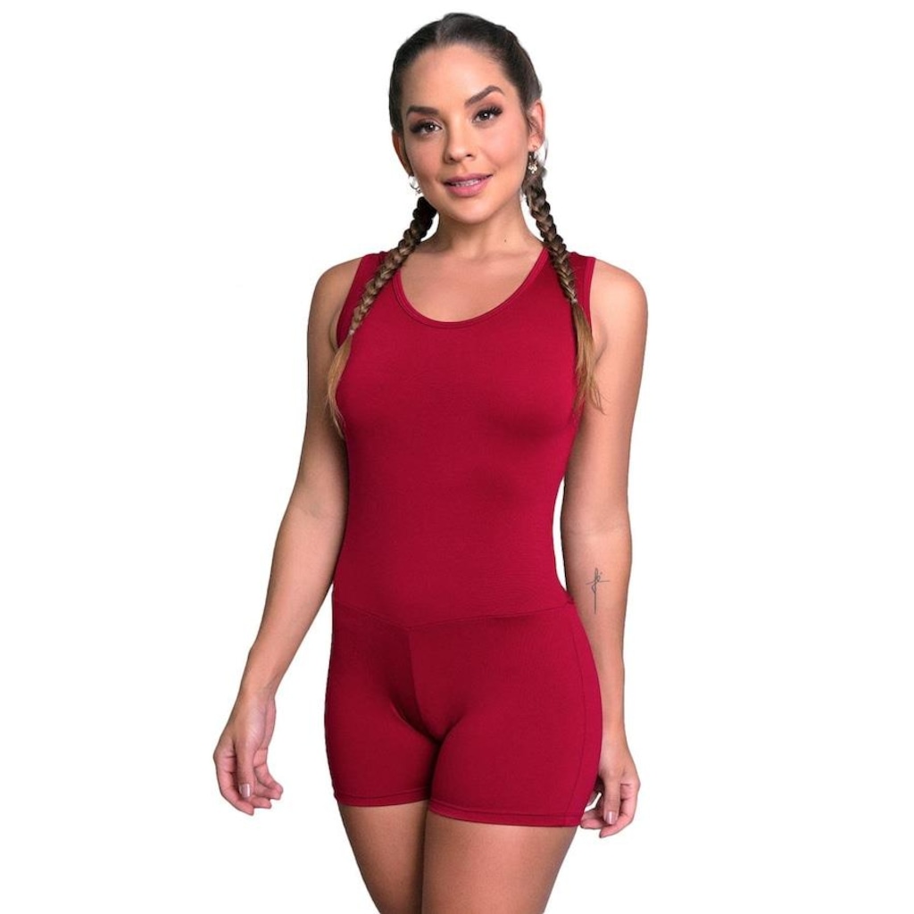 Imagem 2 do produto Macaquinho Fitness MVB Modas Curto Liso Suplex - Feminino