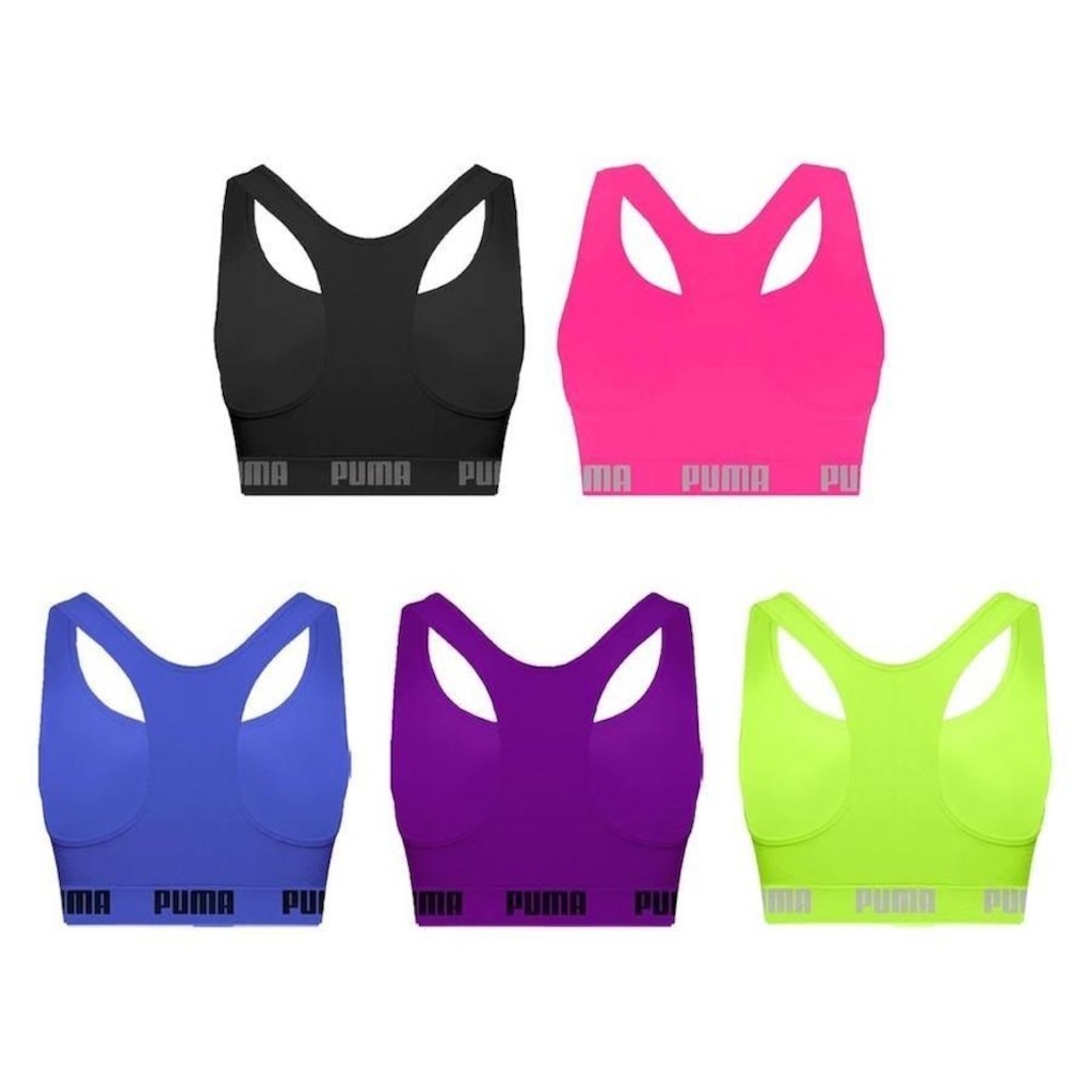 Imagem 2 do produto Kit Tops Puma Nadador sem Costura - Feminino - 5 unidades