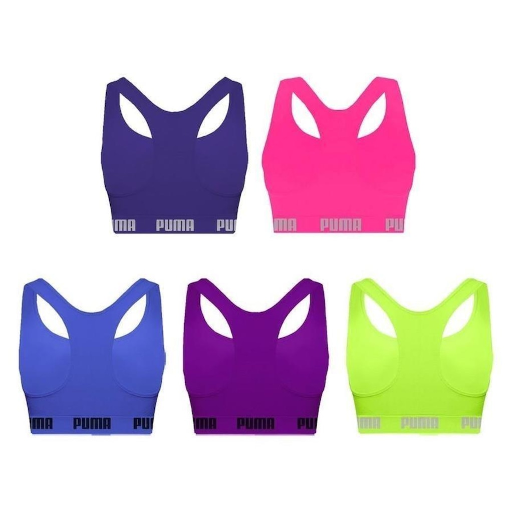 Imagem 2 do produto Kit Tops Puma Nadador sem Costura - Feminino - 5 unidades