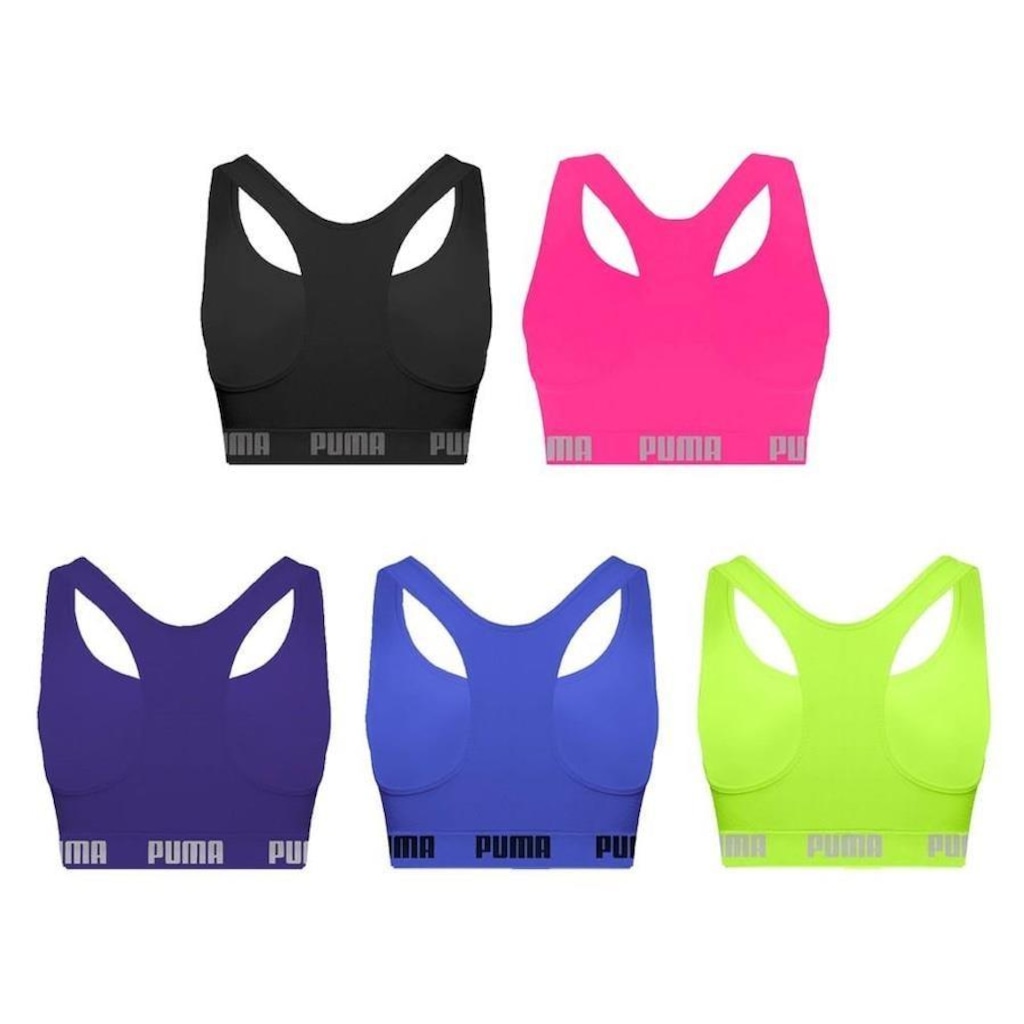 Imagem 2 do produto Kit Tops Puma Nadador sem Costura - Feminino - 5 unidades