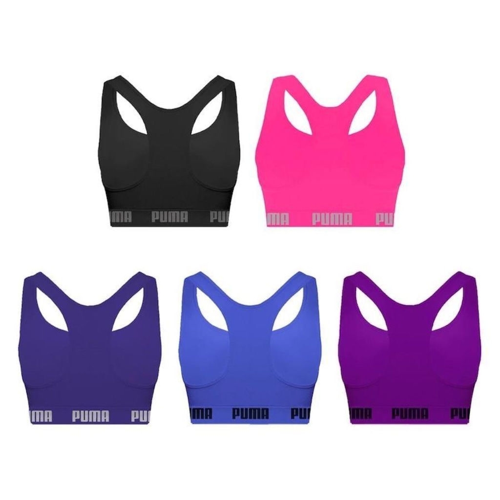 Imagem 2 do produto Kit Tops Puma Nadador sem Costura - Feminino - 5 unidades
