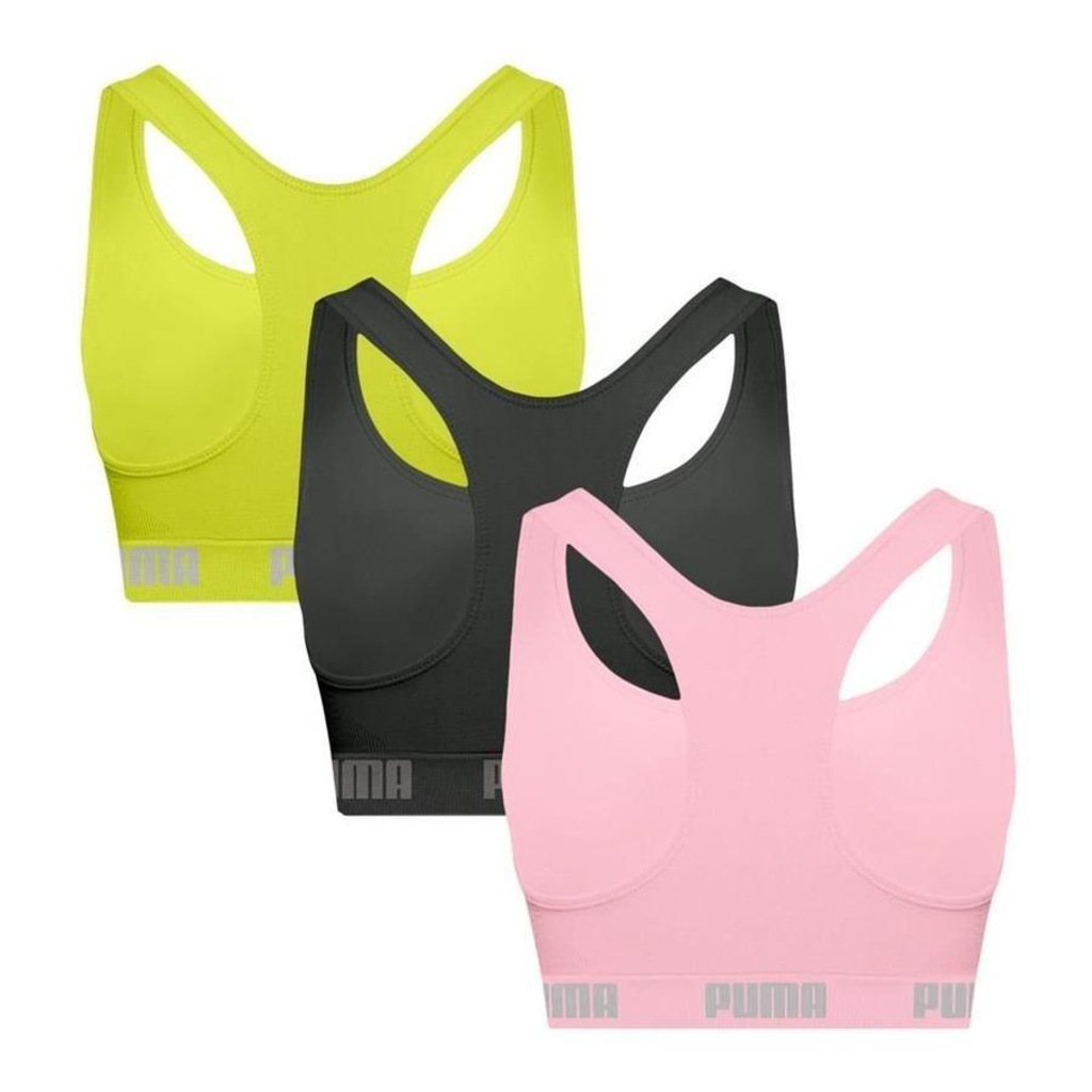 Imagem 2 do produto Kit Tops Fitness sem Bojo Puma Nadador sem Costura - 3 Unidades - Feminino