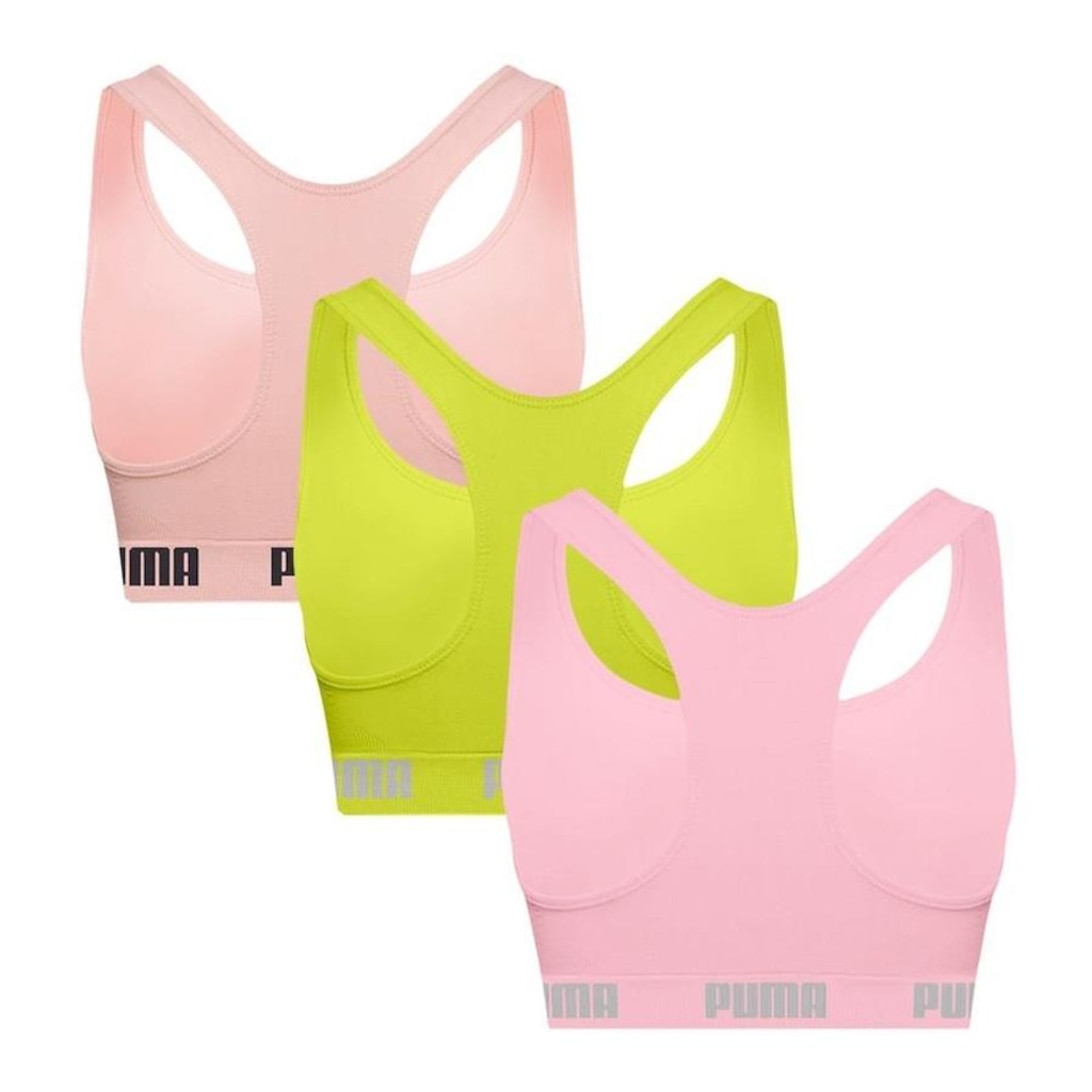 Imagem 2 do produto Kit Tops Fitness sem Bojo Puma Nadador sem Costura - 3 Unidades - Feminino